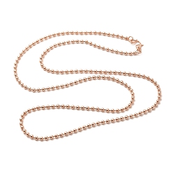 Розовое Золото 1.5мм стойка покрытие латунные шариковые цепочки ожерелья для женщин мужчин, без кадмия и без свинца, 901 застежка из нержавеющей стали, долговечный, розовое золото , 23.23x0.10 дюйм (59x0.25 см)