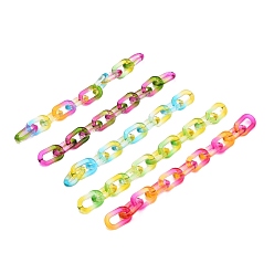 (52) Непрозрачная лаванда Двухцветные прозрачные акриловые кабельные цепи ручной работы, цепи с быстрыми ссылками, несварные, разноцветные, 38.5x23.5x6.5 мм, 39.37 дюйм (1 м)