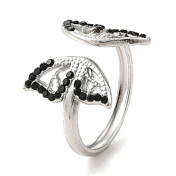 Нержавеющая Сталь Цвет 304 открытая манжета из нержавеющей стали для женщин, со стразами, бабочка, цвет нержавеющей стали, внутренний диаметр: 17 мм