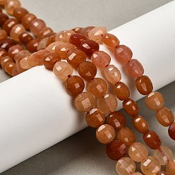 Красный Авантюрин Натуральный красный авантюрин бисер нитей, граненый квадратный разрез, плоско-круглые, 6~7.5x4~4.5 мм, отверстие : 0.8~1 мм, около 63~67 шт / нитка, 15.51~15.55 дюйм (39.4~39.5 см)