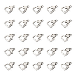 Платина Сплав застежками когтя омара, сердце, платина, 12x8x3 мм, отверстие : 1.2 мм