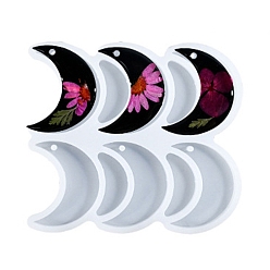 Луна DIY силиконовые формы кулон, формы для литья смолы, для уф-смолы, изготовление ювелирных изделий из эпоксидной смолы, белые, луна, 99x110x7 мм, отверстие : 3 мм, Внутренний диаметр: 33x16 мм и 43x36 мм