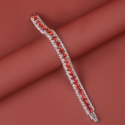 Гиацинт Квадратные браслеты-цепочки из сплава со стразами для женщин, гиацинт, 7-1/8 дюйм (18 см)