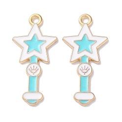 Другие Подвески из эмали и сплава, золотые, Волшебная палочка, 28x24x1 мм, отверстие : 1.6 мм