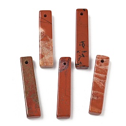 Красный Камень Природные красной яшмы подвески, прямоугольник амулеты, 41~45.5x9.5~10.5x5.5~6 мм, отверстие : 2~3 мм