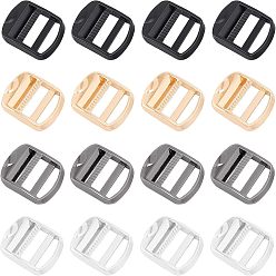 Mixed Color Zinc Alloy Ladder Lock Slider Buckle, Adjustable Webbing Strap Release Buckles, for Backpack Strap Accessories, Mixed Color, 38x31.3x5mm, Hole: 3~6x25.2mm, 4colors, 4pcs/color, 16pcs/box