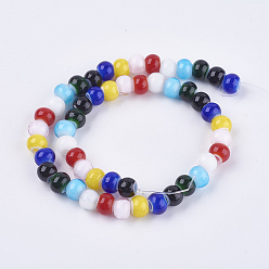 Mixed Color Lampwork Beads, Rondelle, Mixed Color, 8~8.5x6.5~7mm, Hole: 3mm