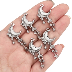 Луна Непрозрачные акриловые подвески, со сплавочной фурнитурой, звезда, луна, 37x18 мм