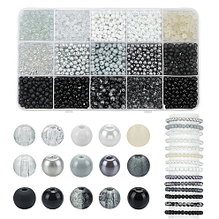 (52) Непрозрачная лаванда Наборы для изготовления ювелирных изделий своими руками, в том числе круглые стеклянные бусины смешанного стиля, разноцветные, 4~5 мм, отверстие : 1~1.3 мм, 120 шт / стиль