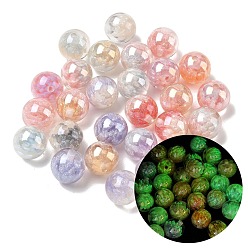 Gemischte Farbe Leuchtende Harz- und Glitzerpulverperlen, Runde, Leuchten im Dunkeln, Gemischte Farbe, 16 mm, Bohrung: 2.4 mm
