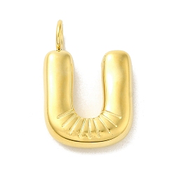 Letter U Ионное покрытие (ip) 304 подвески из нержавеющей стали, реальный 14 k позолоченный, подвески в виде букв из воздушных шаров, пуховые начальные чары, Буква U, 24x16x5 мм, отверстие : 4 мм