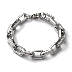 Stainless Steel Color Non-Tarnish 201 Stainless Steel Cable Chain Bracelets for Women Men, Stainless Steel Color, 7-3/4 inch(19.6cm)