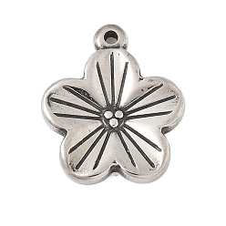 Античное Серебро 304 подвески из нержавеющей стали в тибетском стиле, цветок, античное серебро, 19x16x2.5 мм, отверстие : 1.6 мм