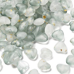 Шифер Серый Матовые прозрачные акриловые бусины, сердце, с золотой фольгой и блестящими бусинами, шифер серый, 9x10x5.5 мм, отверстие : 1.6 мм, Около 2000 шт / 500 г