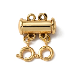 Золотой 2-прядные магнитные скользящие застежки из сплава 4-отверстия, с застежками пружинного кольца, застежки для ожерелья, золотые, 20x15x6.5 мм, отверстие : 1.5 мм