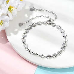 Платина Регулируемые латунные браслеты-слайдеры в форме сердца для женщин, платина, 12.20 дюйм (31 см)