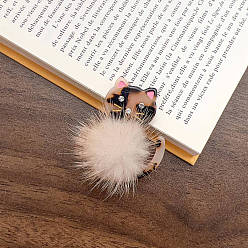 Античный Белый Заколки для волос из плюшевой целлюлозы и ацетата аллигатора, аксессуары для волос для женщин и девочек, форма кошки, старинный белый, 53 мм