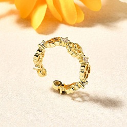 Настоящее золото 18K Манжеты из латуни с микро паве кубический цирконий для женщин, сердце, стойки покрытие, долговечный, без свинца и без кадмия, реальный 18 k позолоченный, 6.5 мм, внутренний диаметр: 18 мм