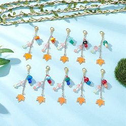 (52) Непрозрачная лаванда Гриб ручной работы лэмпворк и стеклянный сплав эмаль кленовый лист подвеска украшение, с цинковым сплавом застежками омаров коготь, разноцветные, 96 мм