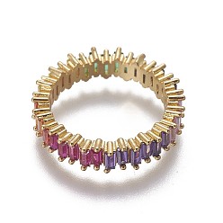 Real 18K Gold Plated Cubic Zirconia Rings, with Brass Findings, Real 18K Gold Plated, US Size 6(16.5mm)