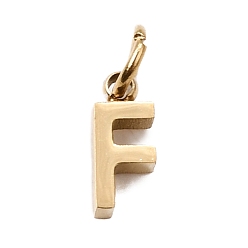 Letter F 304 Edelstahl Reize, Brief Reize, poliert, Ionenbeschichtung (ip), echt 18 k vergoldet, Brief f, 8x3x2 mm, Bohrung: 2.5 mm