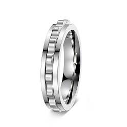 Stainless Steel Color 304 Stainless Steel Rotating Finger Rings for Men, Gear, Fidget Spinner Ring for Calming Worry Meditation, Stainless Steel Color, US Size 10(19.8mm)