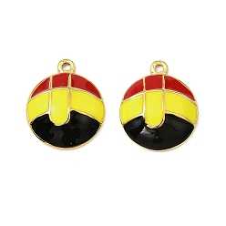 Разноцветный 304 нержавеющей стальной эмали подвески, плоские круглые прелести, реальный 18 k позолоченный, ионное покрытие (ip), без кадмия и без свинца, красочный, 17x14x4 мм, отверстие : 1.4 мм