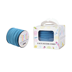 Озёрно--синий Шнуры из искусственной замши, искусственная замшевая кружева, бумажная коробка упаковка, Плут синий, 3.0x1.4 мм, о 98.43yards / рулон (90 м / рулон)