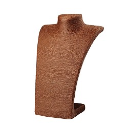 Седло Коричневый Стереоскопические ожерелье бюст дисплеи, пу манекен дисплеи ювелирных изделий, покрыта ротанга, седло коричневый, 350x230x140 мм