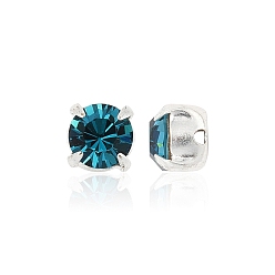 60100 Indicolite Preciosa® maxima crystal в пришивной чашке, чешский хрусталь, с настройками латуни, 719 35 021 шатон (круглый), серебряные, 60100 индиголит, ss 16 (3.8~4 мм)