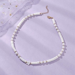 Золотой Ожерелья из натуральных белых ракушек и круглых бусин хейши, с 304 из нержавеющей стали Lobster Claw застежками, золотые, 16.46 дюйм (41.8 см)