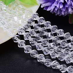 Clear Faceted Polyhedron Imitation Austrian Crystal Bead Strands, Grade AAA, Clear, 8mm, Hole: 0.9~1mm, about 50pcs/strand, 15.7 inch