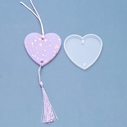 Heart DIY Connecter Charm Silicone Molds, Resin Casting Molds, White, Heart Pattern, 74x74x7mm, Hole: 5mm, Inner Diameter: 69.5x68mm
