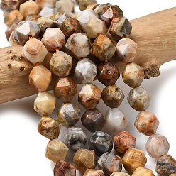 Сумасшедший Агат Природные сумасшедший агат бисер нитей, звезды вырезать круглые бусы, граненые, 9~10x9~10x9~10 мм, отверстие : 1~1.4 мм, около 38~40 шт / нитка, 14.88'' (15.08'' см)