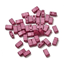 Серо-розавый 2 Отверстие для выпечки краски стеклянные бусины, прямоугольные, увядшая роза, 5x2.5x2 мм, отверстие : 0.8 мм