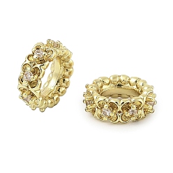 Золотой Латунные микро проложить Цирконий Европейский бисером, без свинца и без кадмия, колонка, золотые, 8x3 мм, отверстие : 4.5 мм