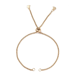 Золотой 304 Изготовление браслета с цепочкой из нержавеющей стали, браслет боло, с 304 соединительными кольцами из нержавеющей стали и латунными бусинами, сердце, золотые, 9-7/8 дюйм (25 см), 0.2 см