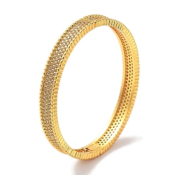 Настоящее золото 18K Женские браслеты на шарнирах из латуни с микропаве и прозрачным фианитом, реальный 18 k позолоченный, внутренний диаметр: 2-1/8 дюйм (5.5 см), 7.5 мм