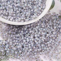 (RR576) Окрашенный Дымчато-Опаловый Алебастр с Серебряной Подкладкой  Миюки круглые бусины рокайль, японский бисер, 8/0, (rr 576) окрашенный дымчатый опал серебристый алебастр, 3 мм, отверстие : 1 мм, Около 19000~20500 шт / фунт