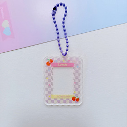 Сливовый Акриловый diy фотокарта фоторамка брелок, прозрачный диск звезда чеканка кулон украшения наклейка брелок, с шариковыми цепями случайного цвета, прямоугольные, слива, 5.1x3.7 см