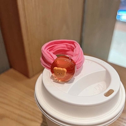 Ярко-Розовый Связей ткани волос, аксессуары для волос для женщин и девочек, плоские круглые с медведем, ярко-розовый, 140 мм