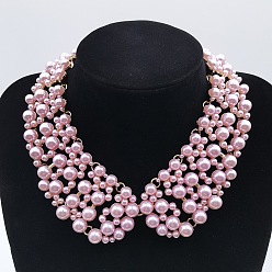 Pink Ожерелья-чокеры из пластика и искусственного жемчуга с круглыми бусинами, розовые, 15.75 дюйм (40 см)