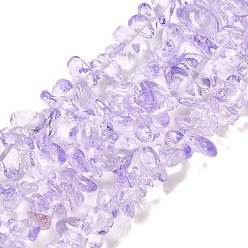 Лиловый Прозрачные стеклянные бусины, имитация драгоценных камней, самородки, сирень, 2.5~4x3~12x2~4 мм, отверстие : 0.5 мм, 30.71'' (78 см)
