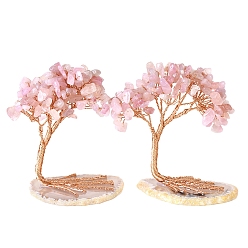 Розовый Кварц Украшения из натурального розового кварца, с латунной проволокой, обернутой украшением фэн-шуй на удачу, 85x79 мм