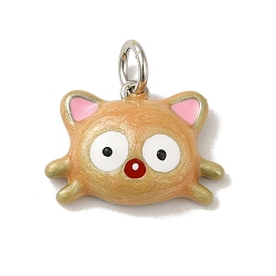 Платина Подвески из латуни с эмалью в стойку, с целью перехода в кольце, долговечный, без свинца и без кадмия, кошачье очарование, платина, 11.5x15.5x4.5 мм, отверстие : 3 мм