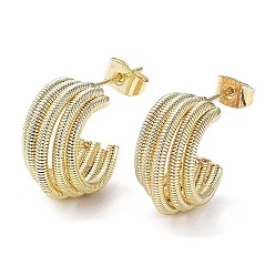 Real 16K Gold Plated Brass Multi Line Claw Stud Earring for Woman, Real 16K Gold Plated, 17x9mm