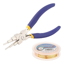 Light Gold Наборы для изготовления украшений в проволочной обертке своими руками, включая плоскогубцы из медной проволоки и углеродистой стали, золотой свет, 18 датчик, 1 мм, около 10 м / рулон, 1roll / комплект