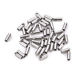 Нержавеющая Сталь Цвет Устойчивы к потускнению 201 наконечники шнура из нержавеющей стали, Торцевые крышки, колонка, цвет нержавеющей стали, 7.5x2.5 мм, отверстие : 1.2 мм, внутренний диаметр: 1.8 мм