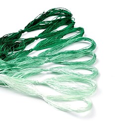 Sea Green Real Silk Embroidery Threads, Friendship Bracelets String, 8 Colors, Gradient color, Sea Green, 1mm, 20m/bundle, 8 bundles/set