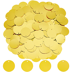 Золотистый 80г пластиковые подвески с пайетками, плоско-круглые, украшение-аксессуар, золотые, 20x0.3 мм